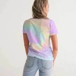 Harlow & Lloyd Lilac Mint Tie Dye Women's V-Neck Tee T Shirts & Tanks