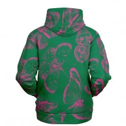 Subliminator Green Fuchsia Butterflies Unisex Hoodie Hoodies