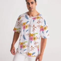 Harlow & Lloyd White Summer Floral Men's Premium Heavyweight Tee T Shirts & Tanks