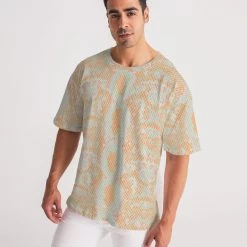 Harlow & Lloyd Green & Orange Snake Print Men's Premium Heavyweight Tee