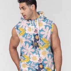 Harlow & Lloyd Hoodies Blue Frisky Floral Men's Premium Heavyweight Sleeveless Hoodie 11 Harlow & Lloyd Hoodies Blue Frisky Floral Men's Premium Heavyweight Sleeveless Hoodie