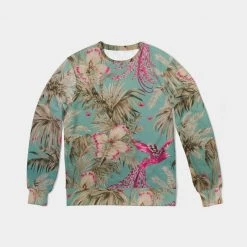 Harlow & Lloyd Vintage Bird & Tropical Palm French Terry Pullover Sweatshirt Sweatshirts & Pullovers