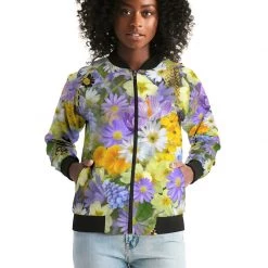 Harlow & Lloyd Spring Flowers Women's Bomber Jacket Jackets 16 Harlow & Lloyd Spring Flowers Women's Bomber Jacket Jackets