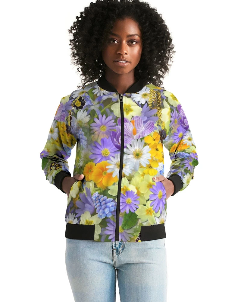 Harlow & Lloyd Spring Flowers Women's Bomber Jacket Jackets 9 Harlow & Lloyd Spring Flowers Women's Bomber Jacket Jackets
