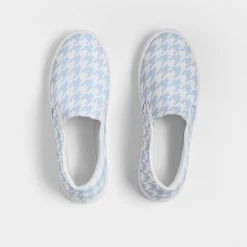 Harlow & Lloyd Pale Blue Large Houndstooth Women's Slip-On Canvas Shoe Shoes 15 Harlow & Lloyd Pale Blue Large Houndstooth Women's Slip-On Canvas Shoe Shoes