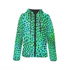 Harlow & Lloyd Neon Green Leopard Print Lightweight Womens Hooded Puffer Jacket 8 Harlow & Lloyd Neon Green Leopard Print Lightweight Womens Hooded Puffer Jacket