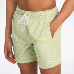 Subliminator Lime Wave Stripes Swim Shorts Men