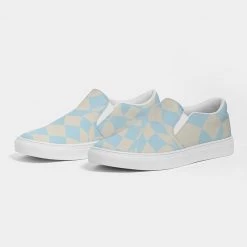 Harlow & Lloyd Blue & Vanilla Ripple Check Men's Slip On Canvas Shoe Shoes