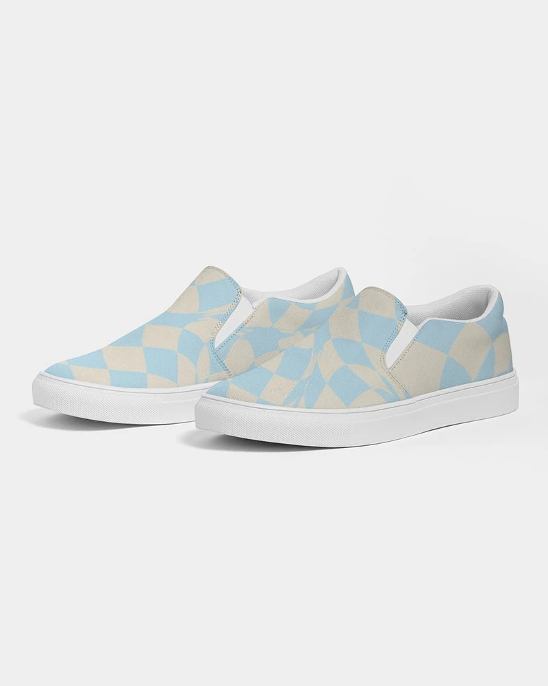 Harlow & Lloyd Blue & Vanilla Ripple Check Men's Slip On Canvas Shoe Shoes 3 Harlow & Lloyd Blue & Vanilla Ripple Check Men's Slip On Canvas Shoe Shoes