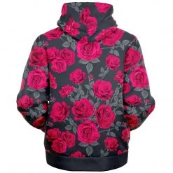 Subliminator Dark Vintage Roses Unisex Fleece Zip Hoodie Hoodies