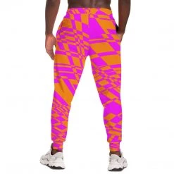 Subliminator Fuchsia & Orange Warp Unisex Fleece Joggers Pants & Joggers