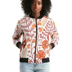 Harlow & Lloyd Orange Retro Garden Women's Bomber Jacket Jackets