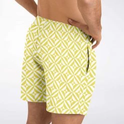 Subliminator Yellow Geometric Pattern Swim Shorts