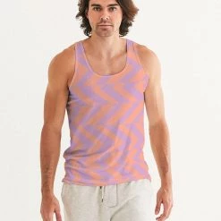 Harlow & Lloyd Peach & Orchid Stripe Men's Tank T Shirts & Tanks 13 Harlow & Lloyd Peach & Orchid Stripe Men's Tank T Shirts & Tanks