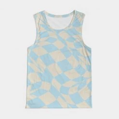 Harlow & Lloyd Blue & Vanilla Ripple Check Men's Sports Tank T Shirts & Tanks