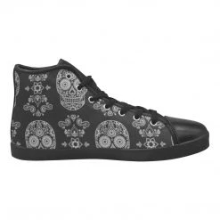 Harlow & Lloyd Black Skull Paisley Men's High Top Shoes