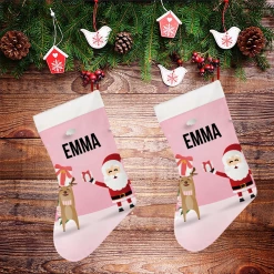 ThisNew Personalized Christmas Socking - Santa & His Reindeer