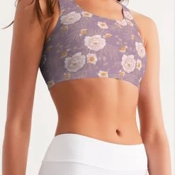 Harlow & Lloyd Orange Peonies Floral Rose Women's Seamless Sports Bra