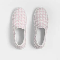 Harlow & Lloyd Pale Pink Large Houndstooth Women's Slip-On Canvas Shoe