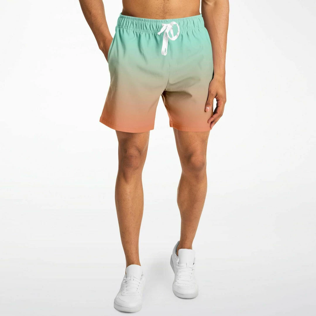 Subliminator Green Orange Color Fade Fleece Shorts 4 Subliminator Green Orange Color Fade Fleece Shorts