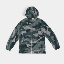 Harlow & Lloyd Green Camo Men's Windbreaker Hooded Jacket