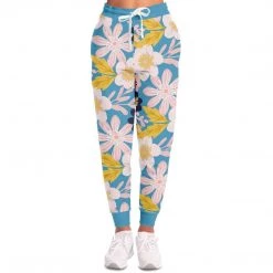 Subliminator Blue Frisky Floral Unisex Fleece Joggers