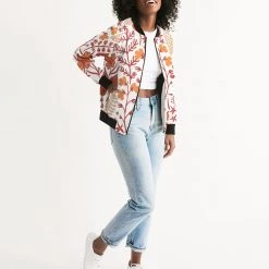 Harlow & Lloyd Orange Retro Garden Women's Bomber Jacket Jackets