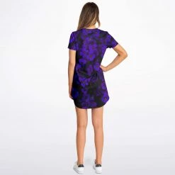 Subliminator Midnight Purple Flower T Shirt Dress