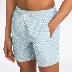 Subliminator Men Powder Blue Herringbone Swim Shorts
