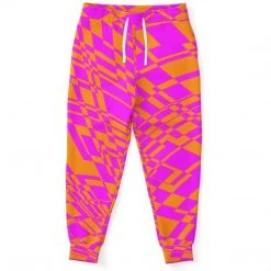 Subliminator Fuchsia & Orange Warp Unisex Fleece Joggers Pants & Joggers