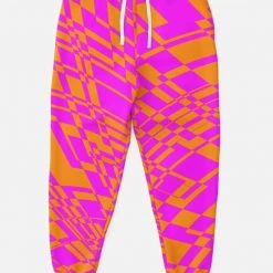 Subliminator Fuchsia & Orange Warp Unisex Fleece Joggers Pants & Joggers