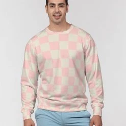 Harlow & Lloyd Sweatshirts & Pullovers Pink Vanilla Check Men's French Terry Pullover Sweatshirt