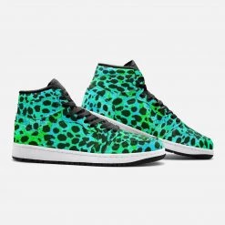 Harlow & Lloyd Neon Green Leopard Print Unisex Sneakers