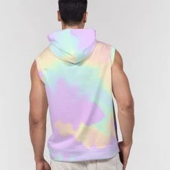 Harlow & Lloyd Lilac Mint Tie Dye Men's Premium Heavyweight Sleeveless Hoodie Hoodies