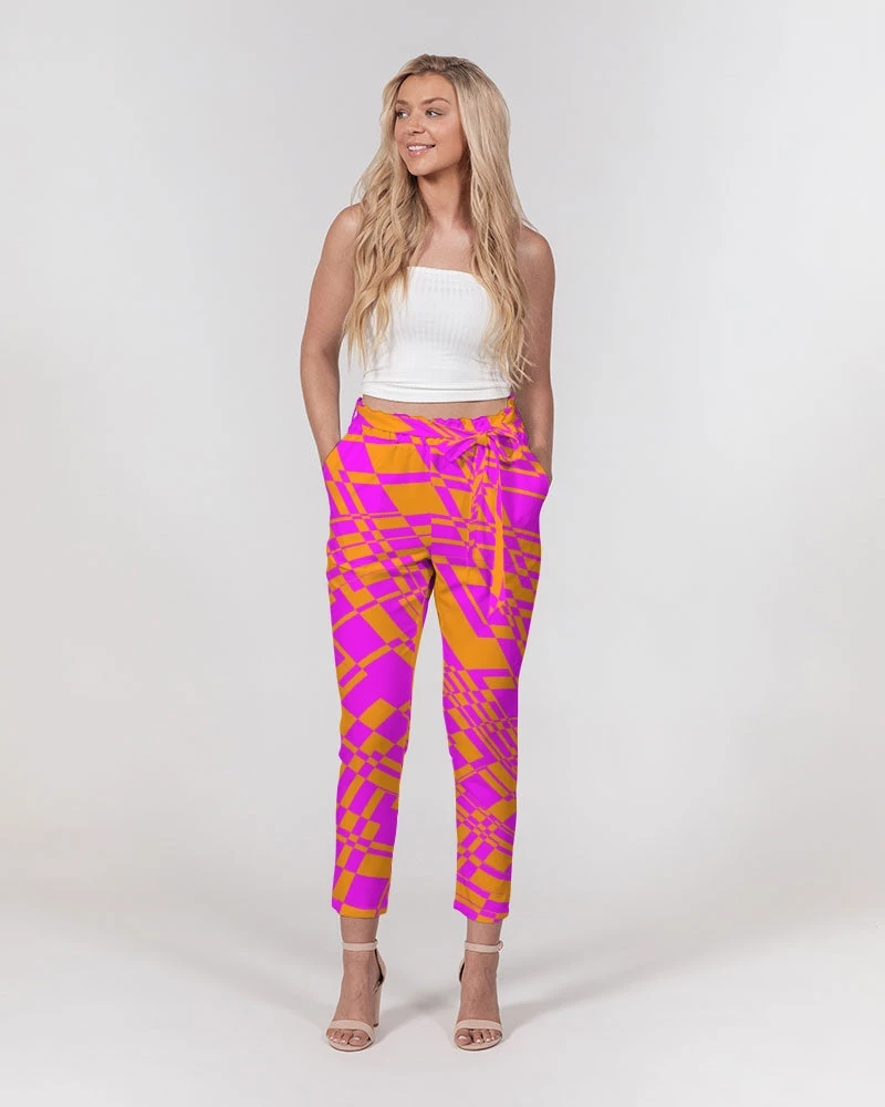 Harlow & Lloyd Pants & Joggers Fuchsia & Orange Warp Women's Belted Tapered Pants 9 Harlow & Lloyd Pants & Joggers Fuchsia & Orange Warp Women's Belted Tapered Pants