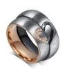 ALIX - VNX Personalized Couples Heart Rings With Engraving In Silver With Rose Gold And Black Plating