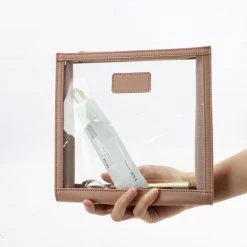 Harlow & Lloyd Personalized Leather Trimmed Transparent Toiletry Bag In Black