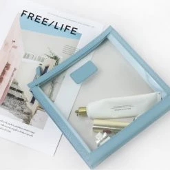 Harlow & Lloyd Bags Personalized Leather Trimmed Transparent Toiletry Bag In Brown 12 Harlow & Lloyd Bags Personalized Leather Trimmed Transparent Toiletry Bag In Brown