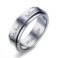 ALIX - VNX Personalized Unisex Rotatable Spinner Ring In Silver, Gold, Black Rings