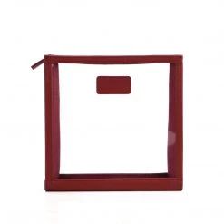 Harlow & Lloyd Personalized Leather Trimmed Transparent Toiletry Bag In Burgundy