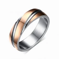 ALIX - VNX Engravable Diagonal Ring In Gold, Black & Rose Gold Rings