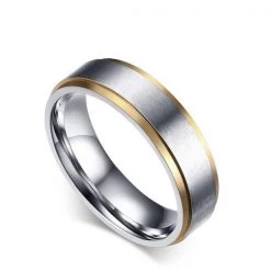 ALIX - VNX Personalized Couple Rings In Silver With Gold Beveled Edge