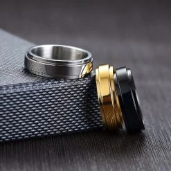 ALIX - VNX Personalized Unisex Rotatable Spinner Ring In Silver, Gold, Black Rings
