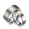 ALIX - VNX Personalized Couple Rings In Silver With Gold Beveled Edge