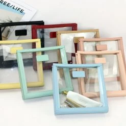 Harlow & Lloyd Personalized Leather Trimmed Transparent Toiletry Bag In Sky Blue