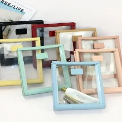 Harlow & Lloyd Bags Personalized Leather Trimmed Transparent Toiletry Bag In Khaki