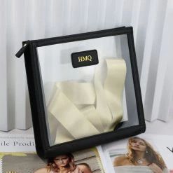 Harlow & Lloyd Personalized Leather Trimmed Transparent Toiletry Bag In Sky Blue