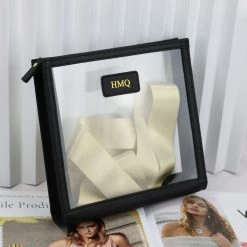 Harlow & Lloyd Bags Personalized Leather Trimmed Transparent Toiletry Bag In Khaki