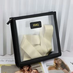 Harlow & Lloyd Personalized Leather Trimmed Transparent Toiletry Bag In Burgundy