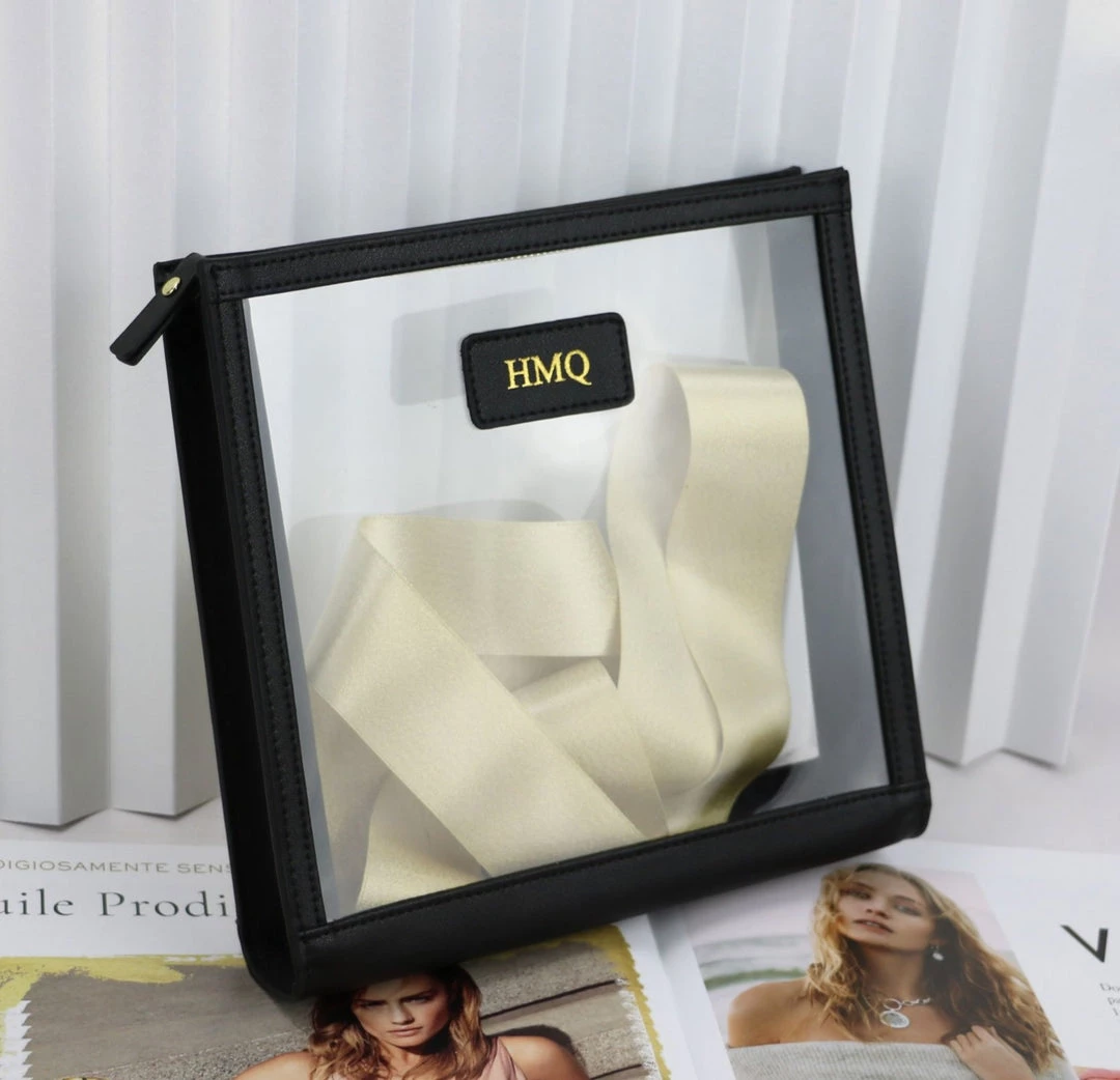 Harlow & Lloyd Bags Personalized Leather Trimmed Transparent Toiletry Bag In Brown 5 Harlow & Lloyd Bags Personalized Leather Trimmed Transparent Toiletry Bag In Brown